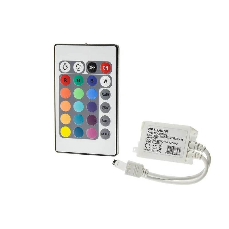 REMOTE CONTROL LED STRIP RGB - 16 BUTTONS 72W 12V 6A