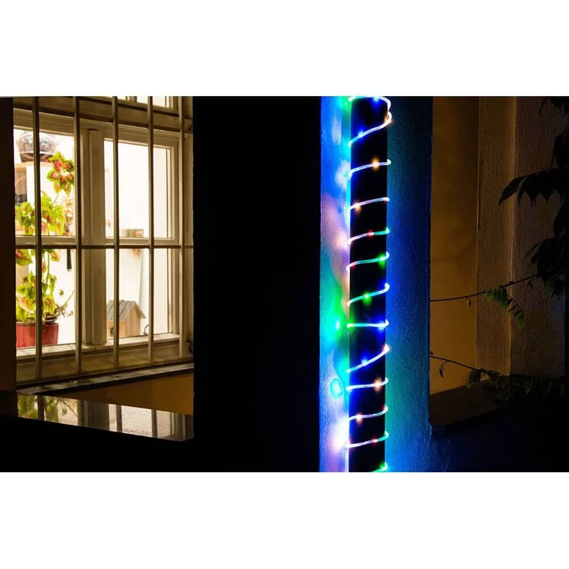 LED Mini Lichterschlauch 10m mit Lichtsensor Timer 130 bunte Dioden batteriebetrieben IP44