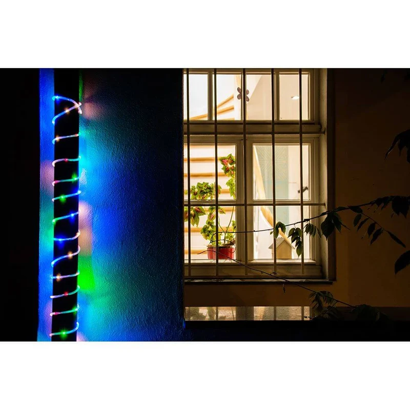 LED Mini Lichterschlauch 10m mit Lichtsensor Timer 130 bunte Dioden batteriebetrieben IP44