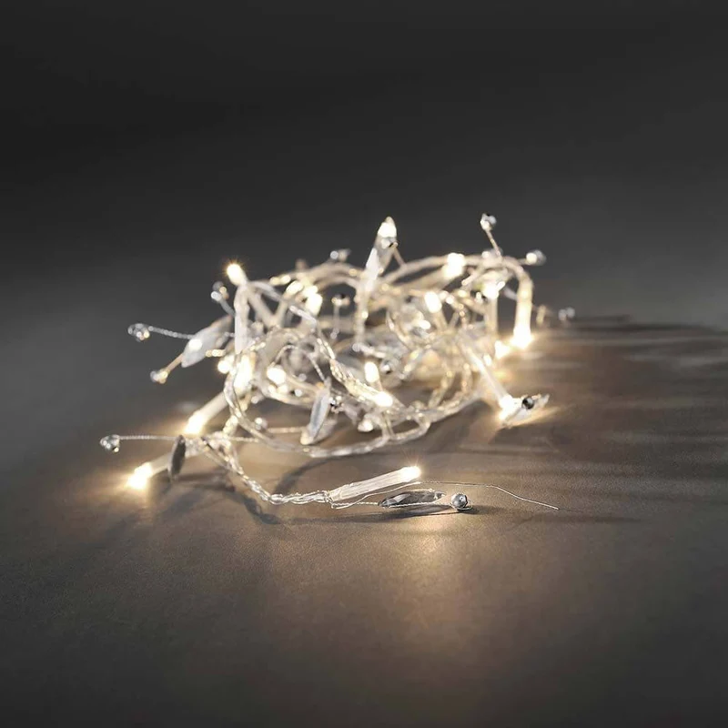 LED Dekolichterkette Glasperlen 20 Warmweiße Dioden batteriebetrieben