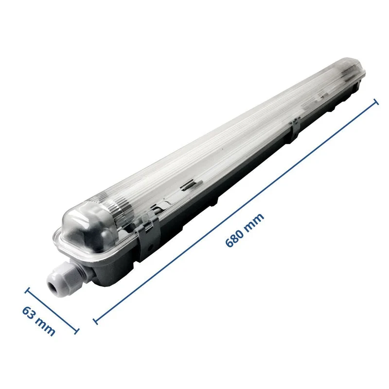 LED-Wannenleuchte, 9 W, 800 lm, 6000 K, 68,0 cm, IP65, 1 flammig