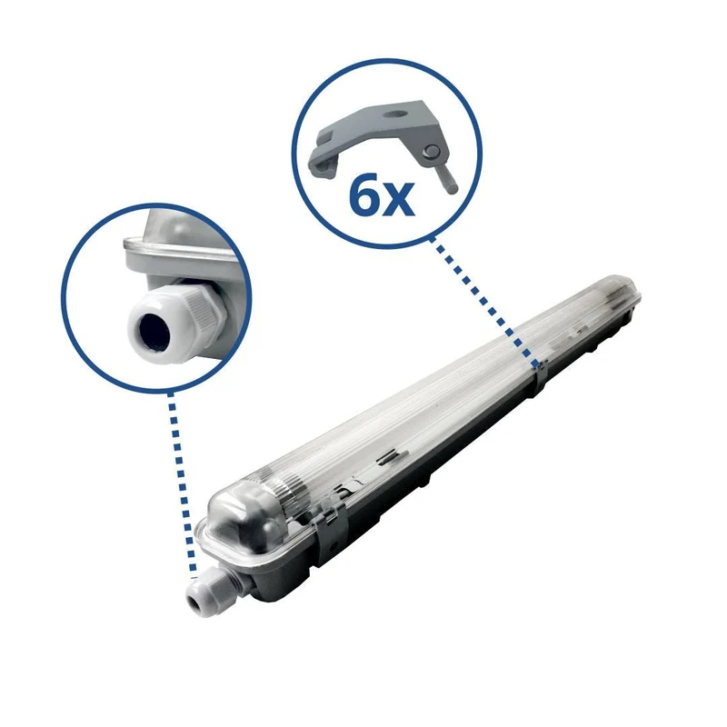 LED-Wannenleuchte, 9 W, 800 lm, 6000 K, 68,0 cm, IP65, 1 flammig