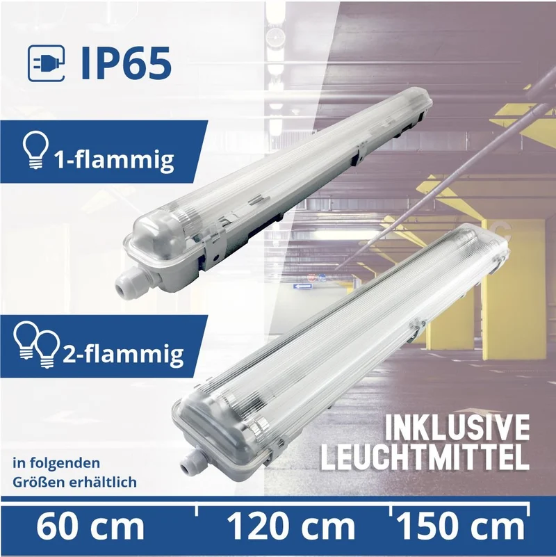 LED-Wannenleuchte, 9 W, 800 lm, 6000 K, 68,0 cm, IP65, 1 flammig