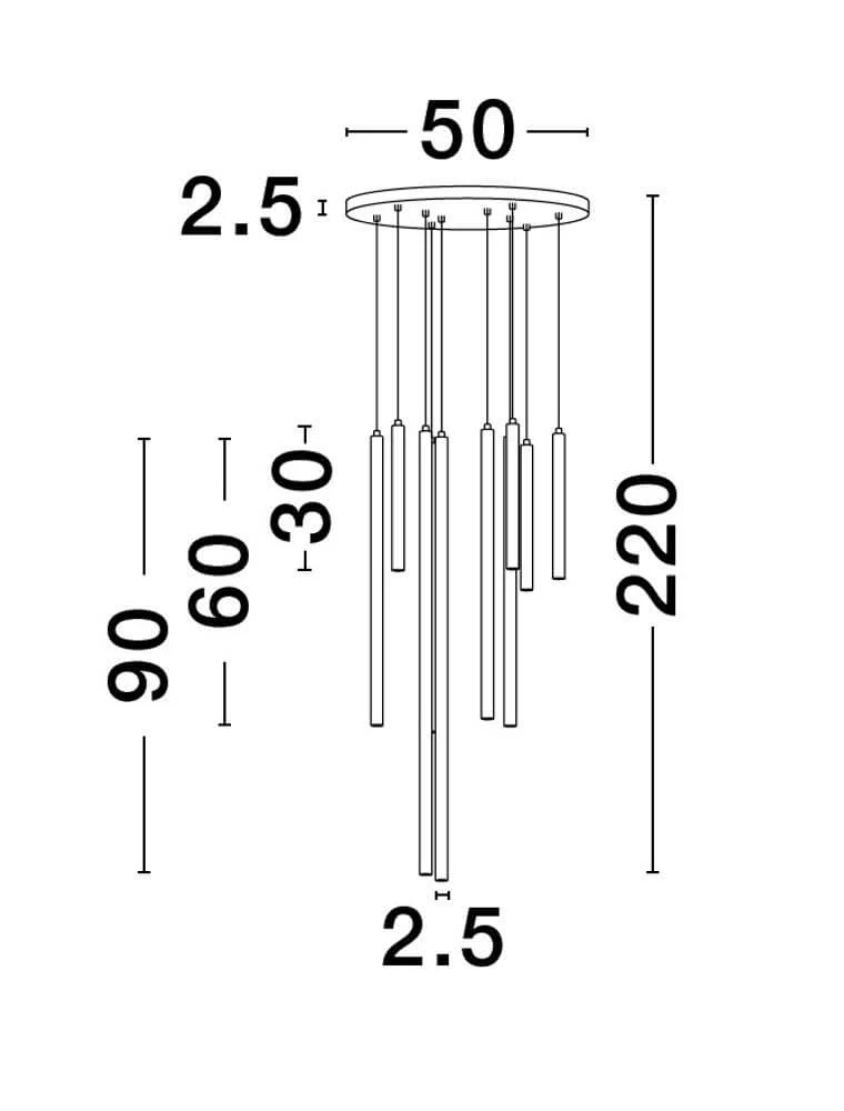 Trimle LED Pendelleuchte 10-flammig Ø 50cm 3000K