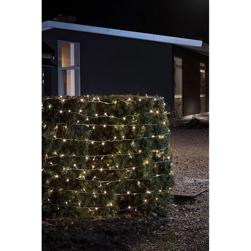 LED Lichterkette Lichtsensor Timer 480 Warmweiße Dioden batteriebetrieben IP44