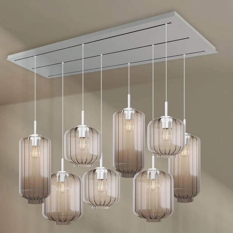 s.luce Velo Esstischleuchte 8-flammig 200cm 3-reihig Ø 18/20/25cm