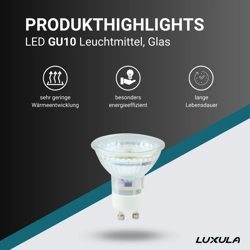 LED Leuchtmittel GU10, MR16, 5W, 525lm, 2700K, 110°, Glasgehäuse