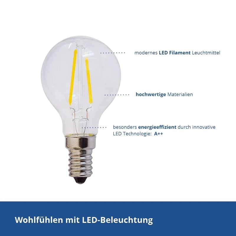 LED Filament Leuchtmittel E14, G45, 4 W, 400 lm, 2700 K