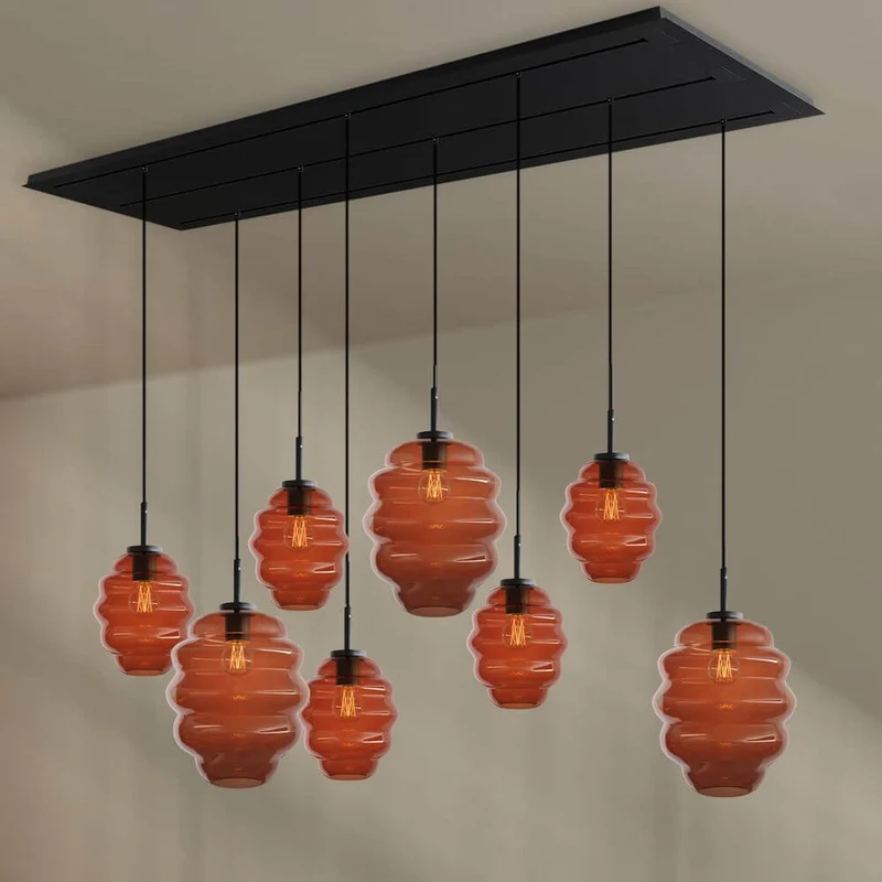 s.luce Echos Esstischlampe 8-flammig 200cm 3-reihig Ø 18/25cm