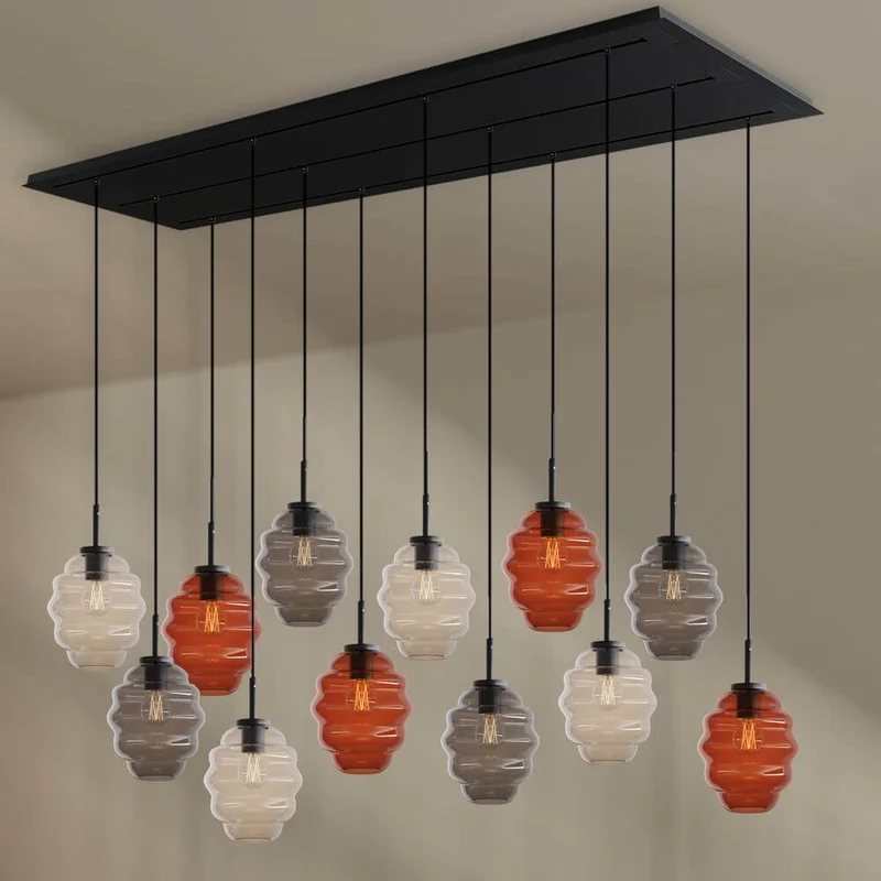 s.luce Echos Esszimmerlampe 12-flammig 200cm 3-reihig Ø 18cm