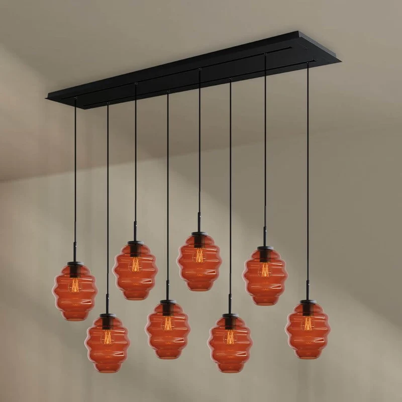 s.luce Echos Esstischlampe 8-flammig 160cm 2-reihig Ø 18cm