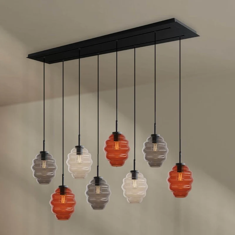 s.luce Echos Esstischlampe 8-flammig 160cm 2-reihig Ø 18cm