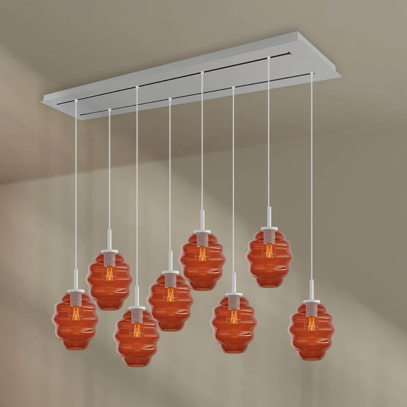 s.luce Echos Esstischlampe 8-flammig 160cm 2-reihig Ø 18cm