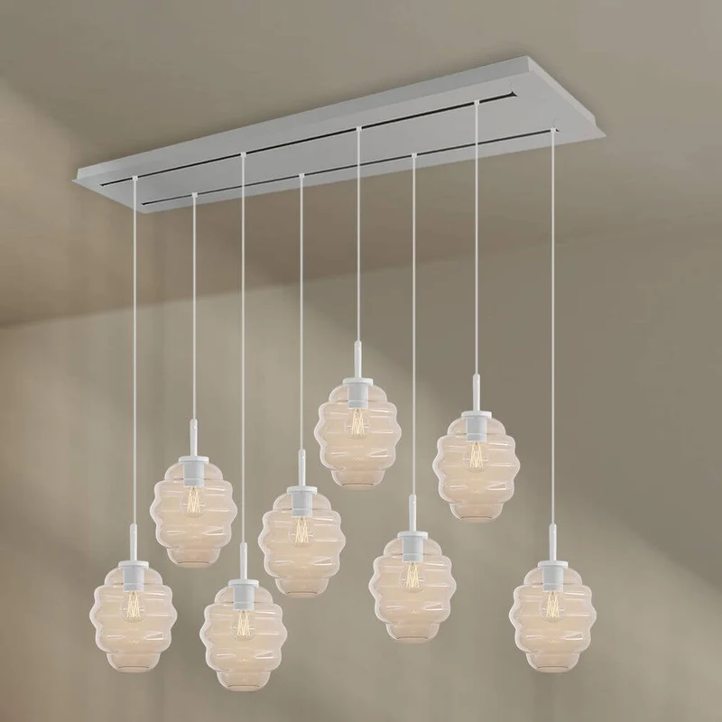 s.luce Echos Esstischlampe 8-flammig 160cm 2-reihig Ø 18cm