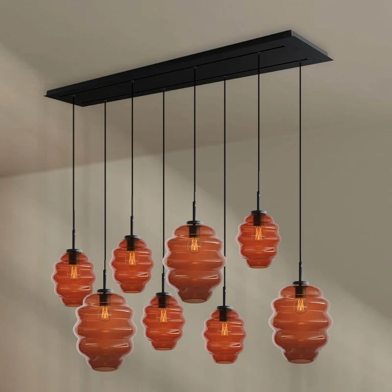 s.luce Echos Esstischleuchte 8-flammig 160cm 2-reihig Ø 18/25cm