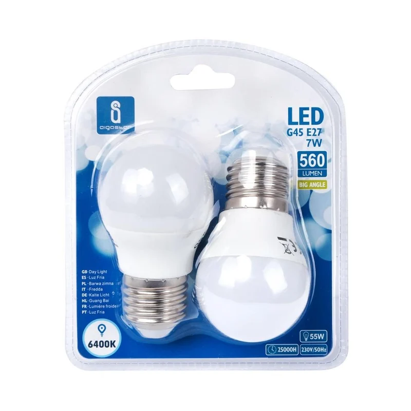 LED Leuchtmittel, E27, 7 W, 620 lm, 6500 K, 2er