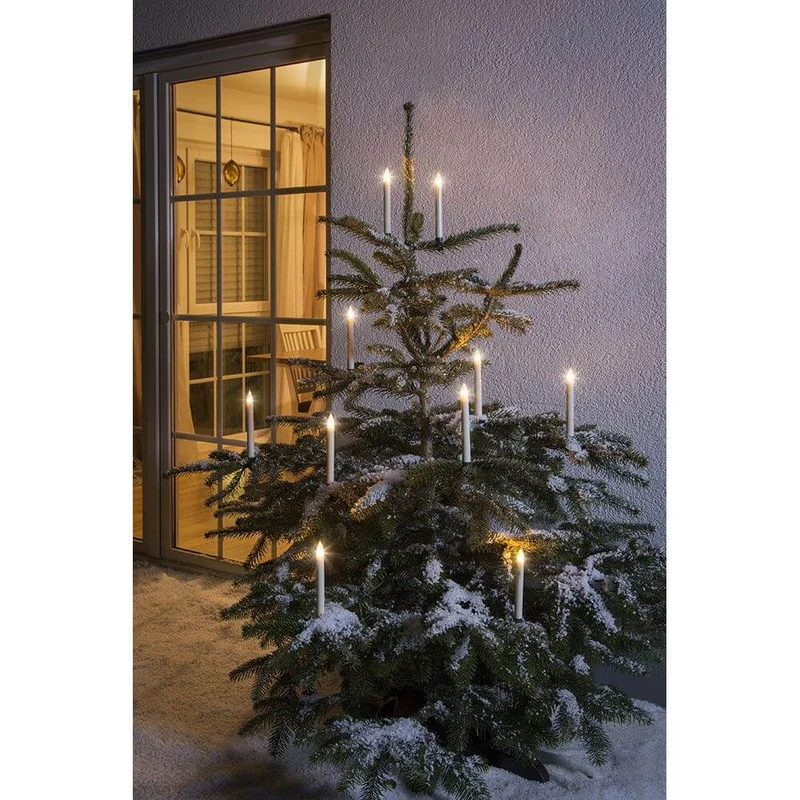 LED Baumbeleuchtung 10 Kerzen Fernbedienung Warmweiße batteriebetrieben IP44