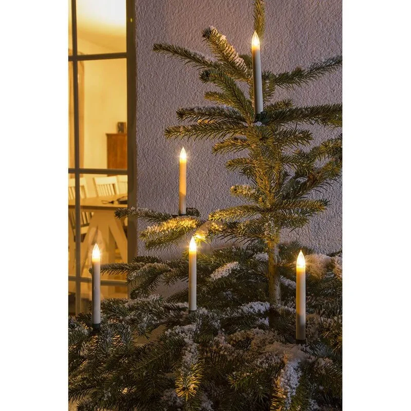 LED Baumbeleuchtung 10 Kerzen Fernbedienung Warmweiße batteriebetrieben IP44