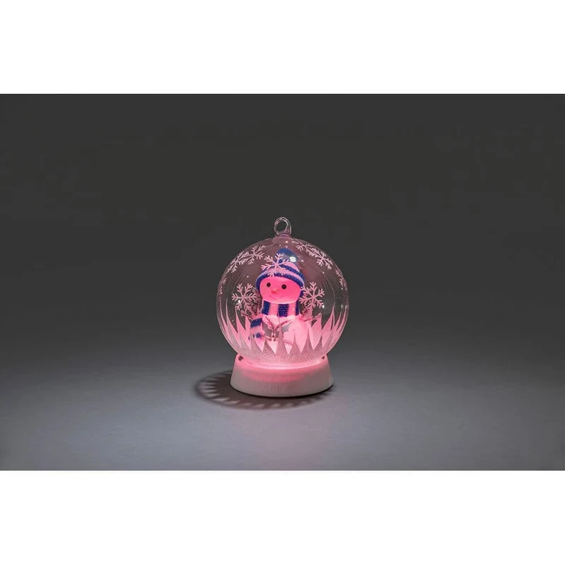 Glaskugel Schneemann mit 3 Funktionen Timer RGB-Farbwechsel 1 RGB Diode batteriebetrieben