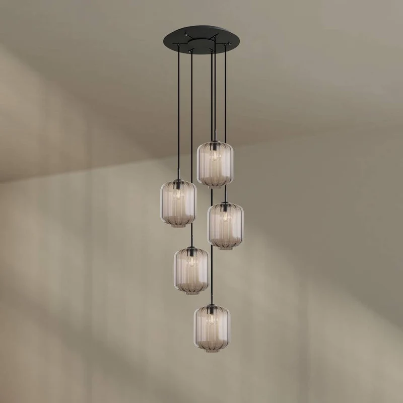 s.luce Velo Galerie-Hängelampe 5-flammig Ø 60cm Baldachin Ø 25cm