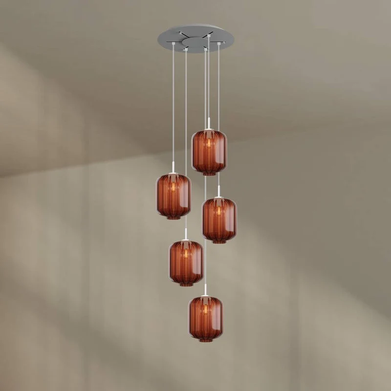 s.luce Velo Galerie-Hängelampe 5-flammig Ø 60cm Baldachin Ø 25cm