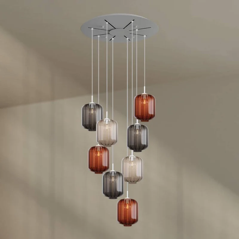 s.luce Velo 8-flammige Galerielampe Ø 80cm Baldachin Ø 25cm