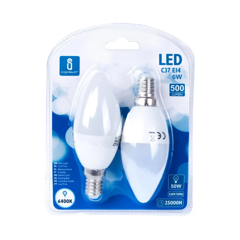 LED Leuchtmittel, E14, 6 W, 510 lm, 6500 K, 2 Stk.