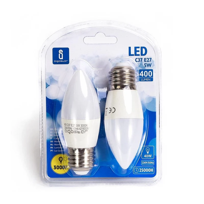 LED Leuchtmittel, E27, 5 W, 400 lm, 3000 K, 2er