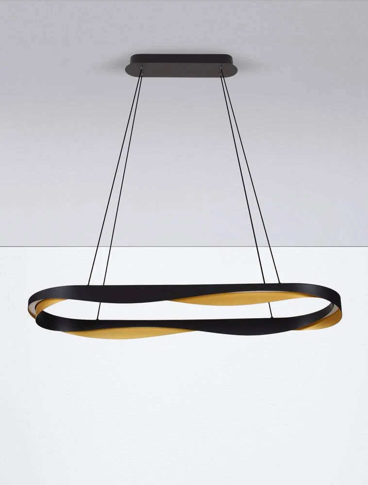 Radon LED Pendelleuchte 3000K Schwarz, Gold