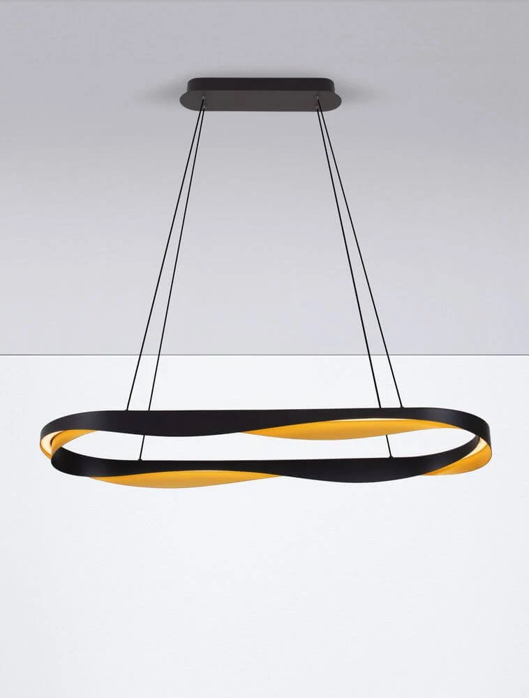 Radon LED Pendelleuchte 3000K Schwarz, Gold