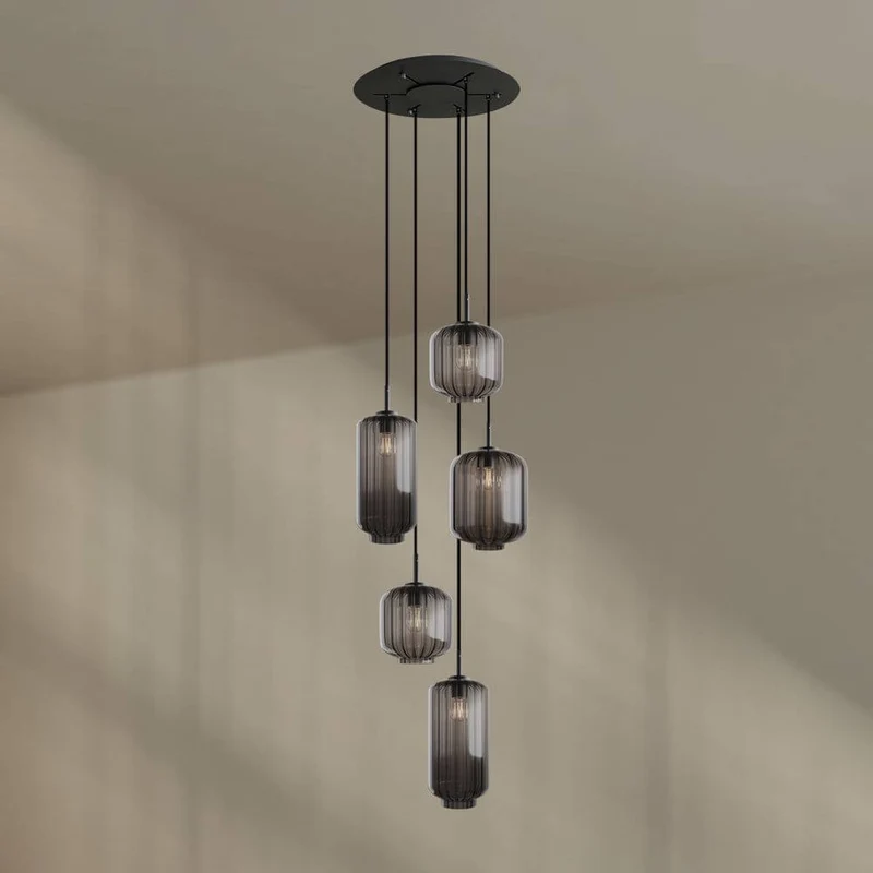 s.luce Velo Galerielampe 5-flammig Ø 60cm Baldachin Ø 18/20/25cm