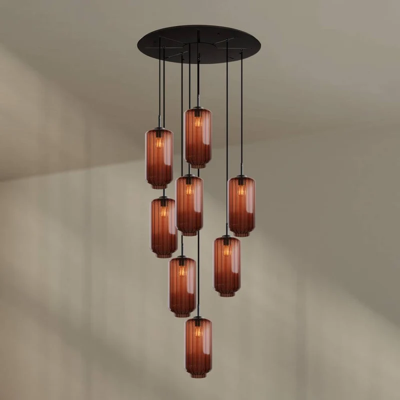 s.luce Velo 8-flammige Galerieleuchte Ø 80cm Baldachin Ø 18cm