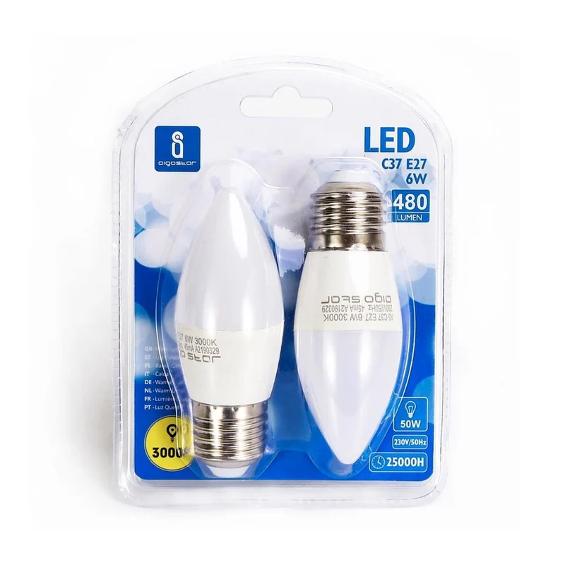 LED Leuchtmittel, E27, 6 W, 510 lm, 3000 K, 2er