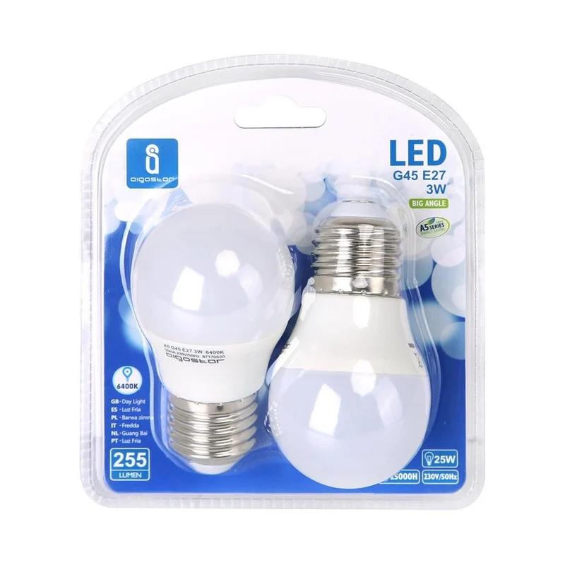 LED Leuchtmittel, E27, 3 W, 240 lm, 6500 K, 2er
