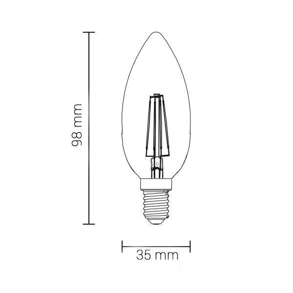 LED-Filament-Leuchtmittel, 4 W, 400 Lumen, E14, 2700K, warmweiß