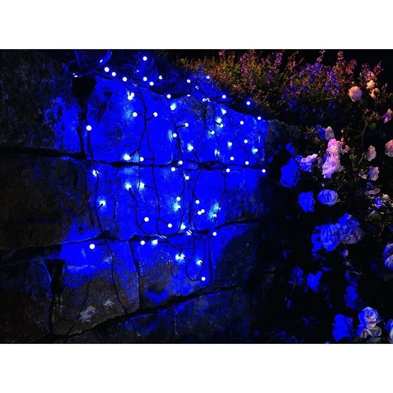 LED Globelichterkette runde Dioden 80 blaue Dioden IP44