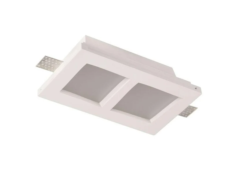 Deckeneinbaustrahler Trimless mit 2 Spots für GU10- /MR16-Leuchtmittel, mattes Glas, weiß, eckig