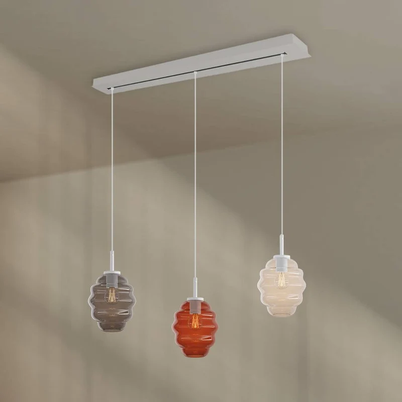 s.luce Echos Esstisch-Hängelampe 3-flammig 120cm Ø 18cm