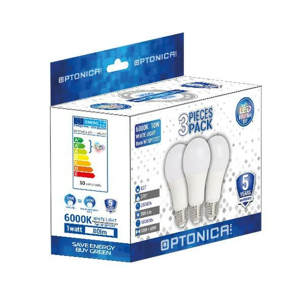 3er-Pack LED-Leuchtmittel E27, 10 W, 806 lm, 2700 K