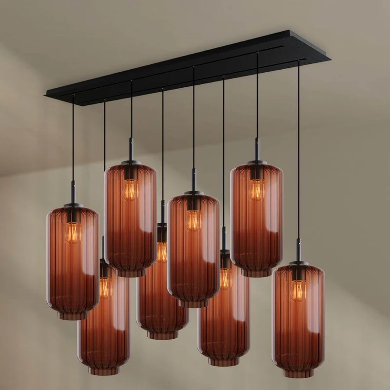 s.luce Velo Esstischlampe 8-flammig 160cm 2-reihig Ø 18cm