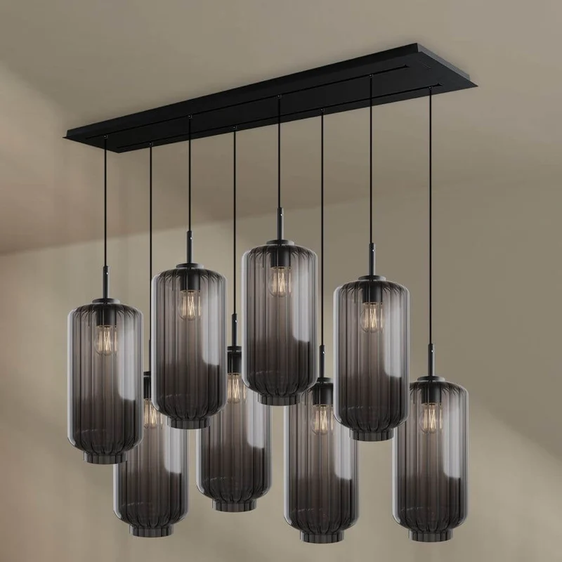 s.luce Velo Esstischlampe 8-flammig 160cm 2-reihig Ø 18cm