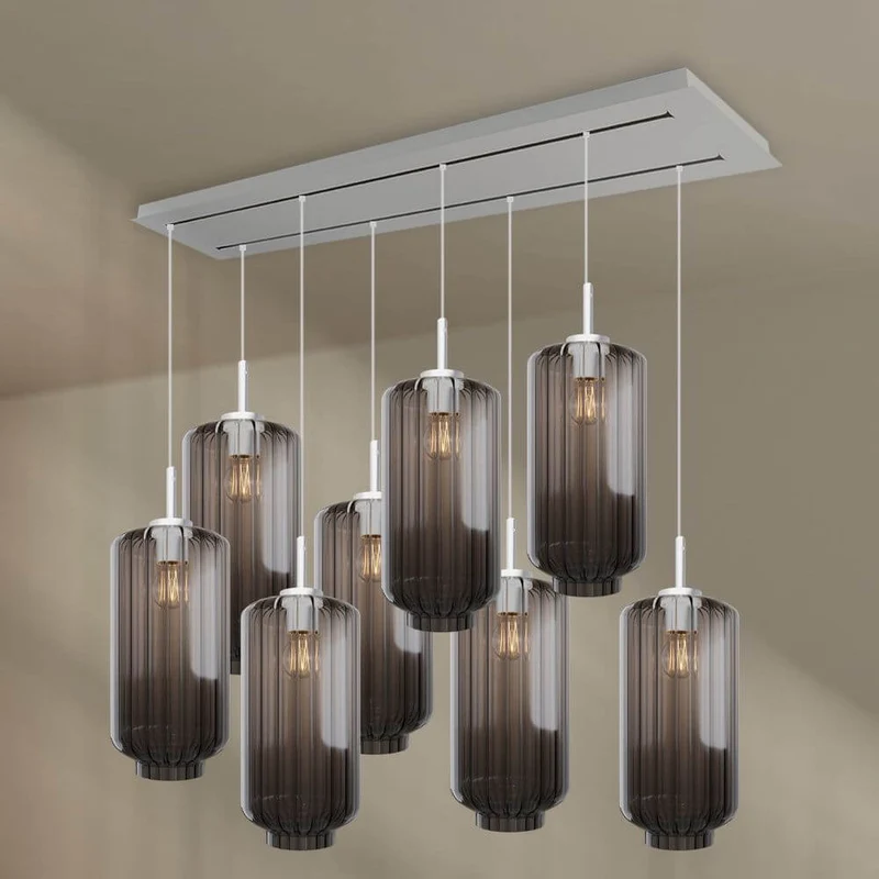 s.luce Velo Esstischlampe 8-flammig 160cm 2-reihig Ø 18cm