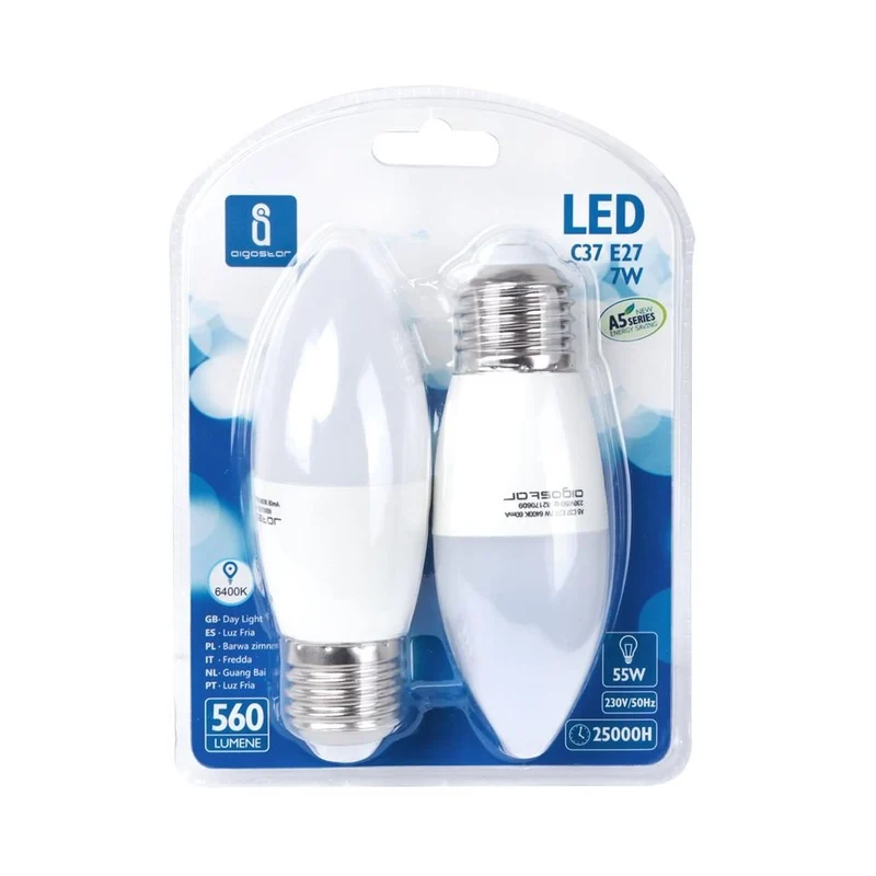 LED Leuchtmittel, E27, 7 W, 620 lm, 6500 K, 2er