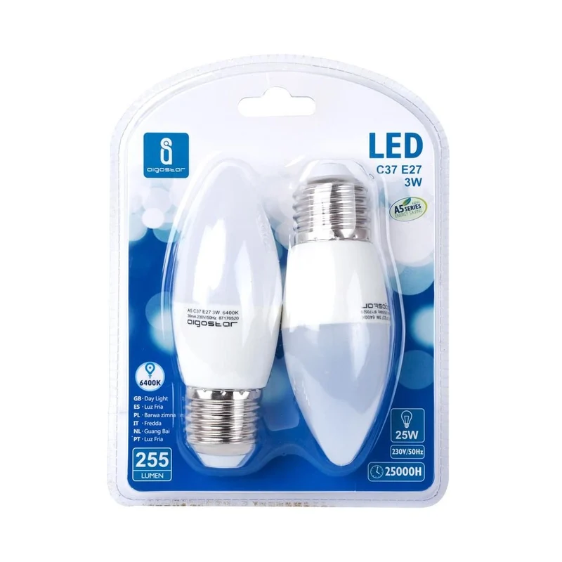 LED Leuchtmittel, E27, 3 W, 255 lm, 6500 K, 2er