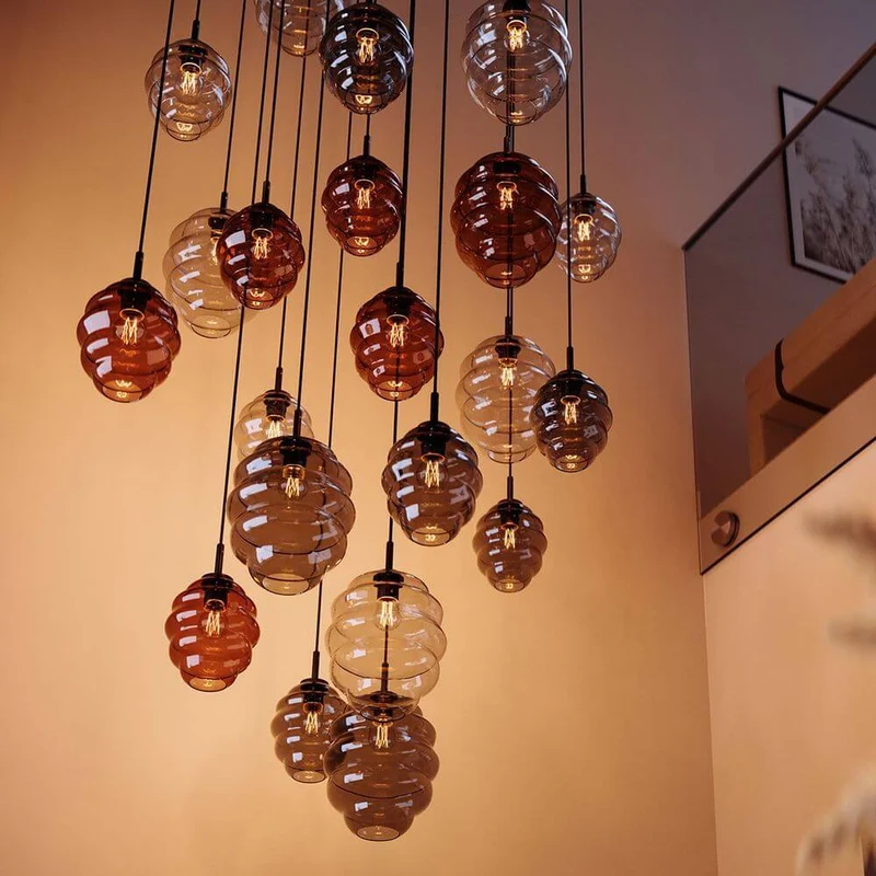 s.luce Echos Glas-Hängelampe Aufhängung 150cm Weiß