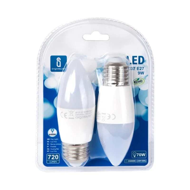 LED Leuchtmittel, E27, 9 W, 840 lm, 6500 K, 2er