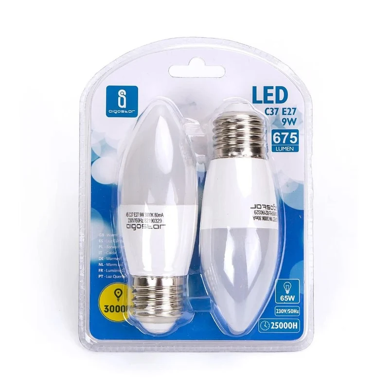 LED Leuchtmittel, E27, 9 W, 840 lm, 3000 K, 2er