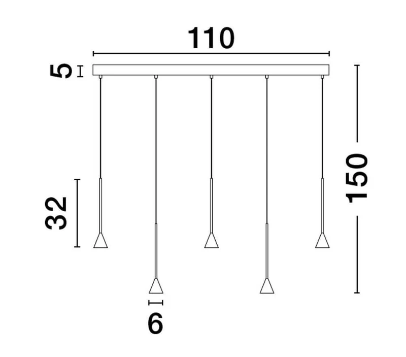 Net LED Pendelleuchte 5-flammig 3000K Schwarz