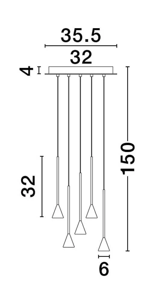 Net LED Pendelleuchte 5-flammig Ø 35,5cm 3000K Schwarz