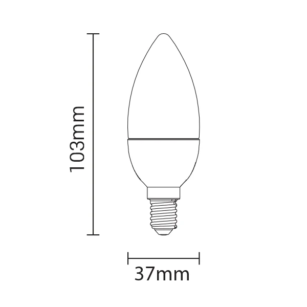 LED-Leuchtmittel, E14, 6W, 480lm, 2700K, Kerze